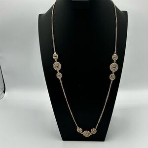 Elegant Gold-Tone Filigree Circle Chain Necklace Lightweight Size: One Size